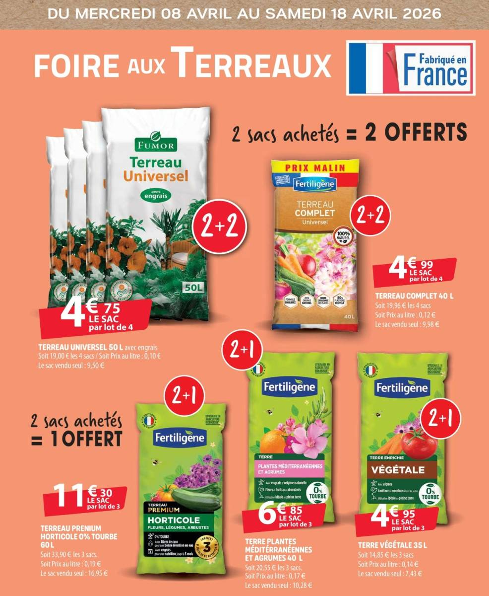 Foire aux terreaux à la JARDINERIE BRICOMARCHE Fécamp - Saint-Léonard à proximité de Fécamp