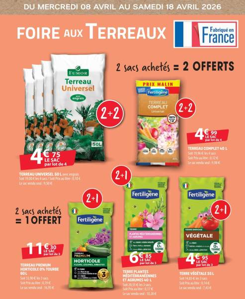 Foire aux terreaux à la JARDINERIE BRICOMARCHE Fécamp - Saint-Léonard à proximité de Fécamp