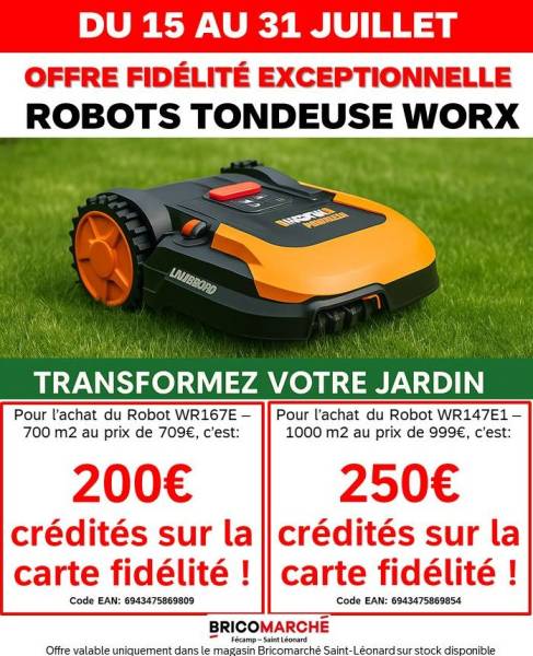 OFFRE EXCEPTIONNELLE sur les robots tondeuses WORX !